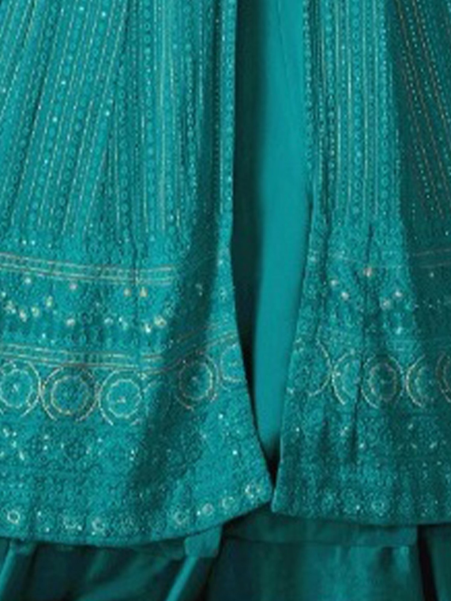 Odette Turquoise Embroidered Unstitched Dress Material