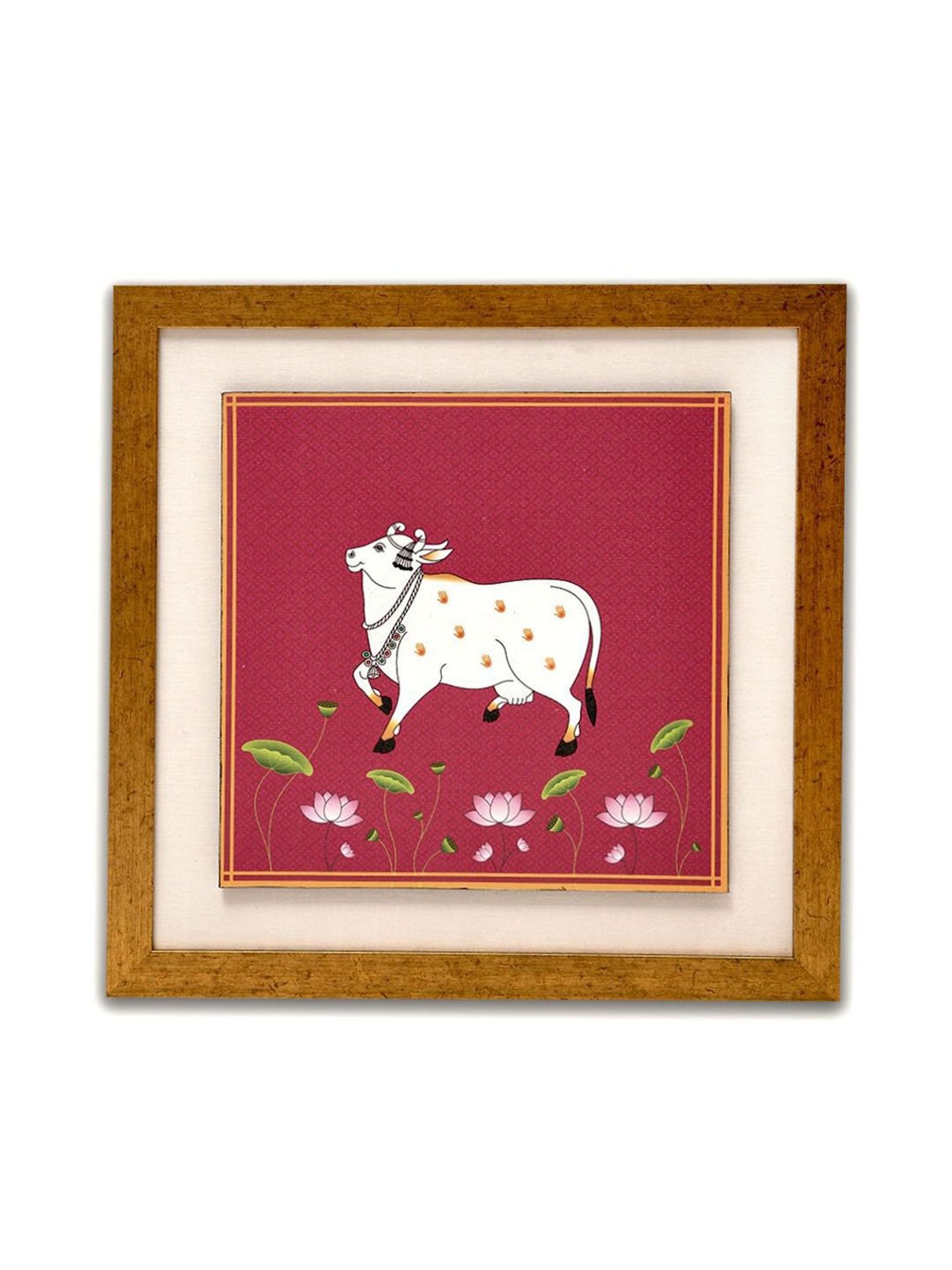 ICraft Red & White Canvas Khushi Pichwai Wall Art - Set of 1