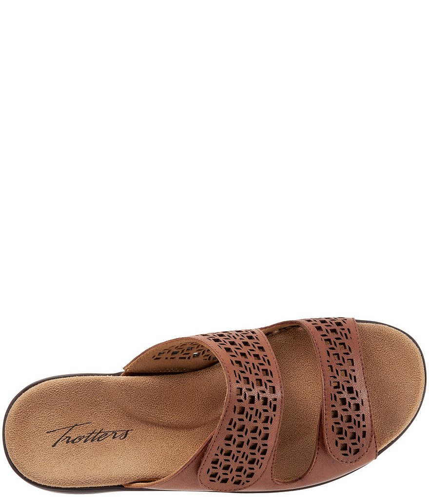 Trotters Ruthie Cutout Leather Hook and Loop Slide Footbed Sandals