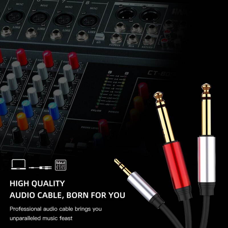 3.5mm 1/8 TRS To Dual 6.35mm 1/4 TS Mono Stereo Y Cable Splitter Cord Compatible For IPhone, IPod Computer Sound Cards (1pcs)