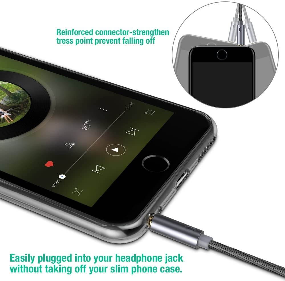 Oldboytech AUX Cable,[2-Pack,4ft,Hi-Fi Sound] 3.5mm Auxiliary Audio Cable Nylon Braided Male to Male AUX Cord Compatible Car/Home Stereos,Speaker,iPhone iPod iPad,Headphones,Sony Beats,Echo Dot (Grey)