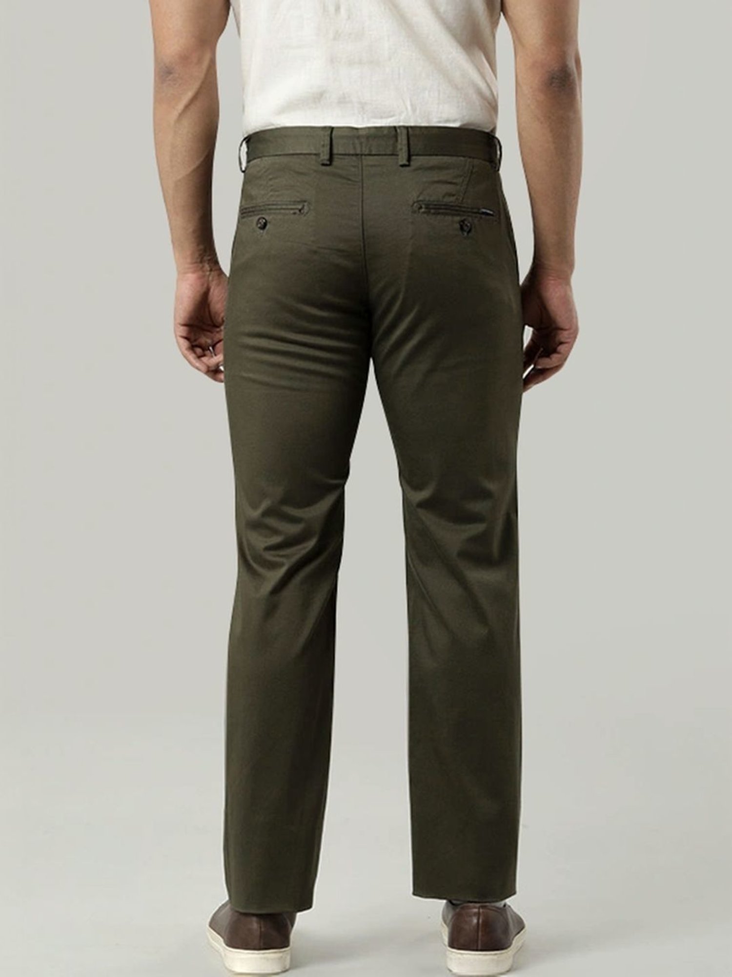 Indian Terrain Olive Slim Fit Trousers