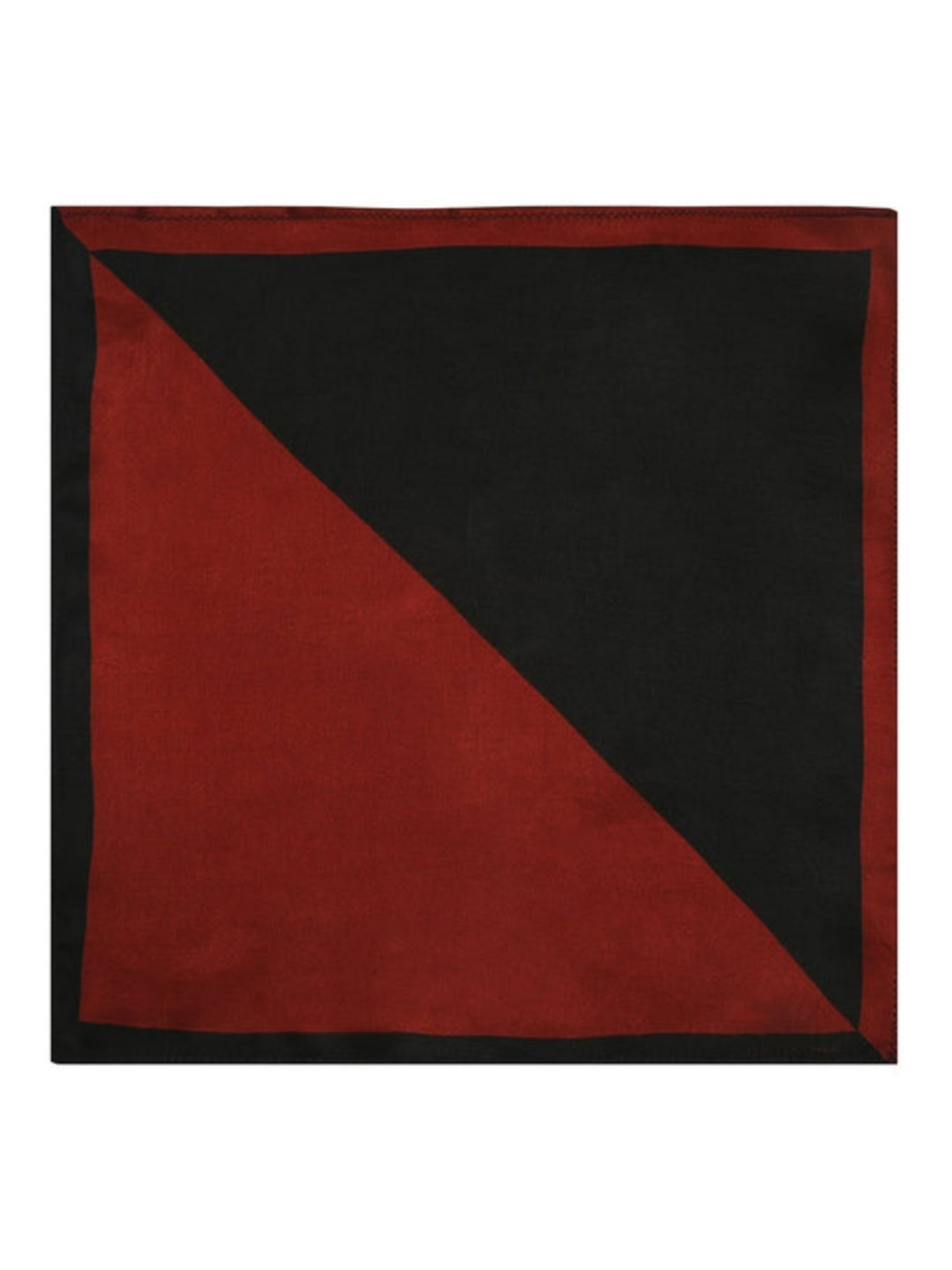CHOKORE Black and Maroon Color Block Pocket Square