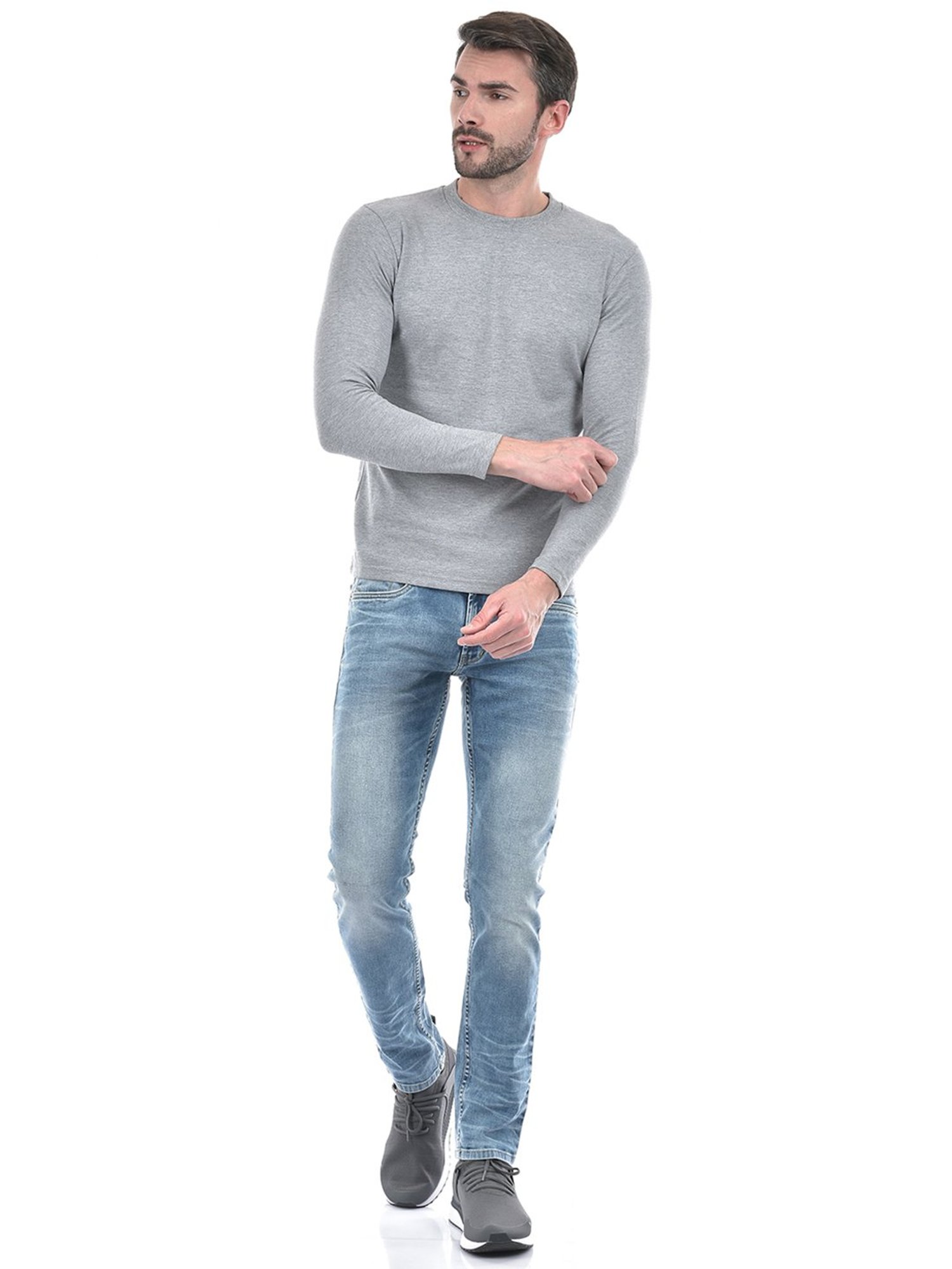 Integriti Grey Melange Regular Fit T-Shirt