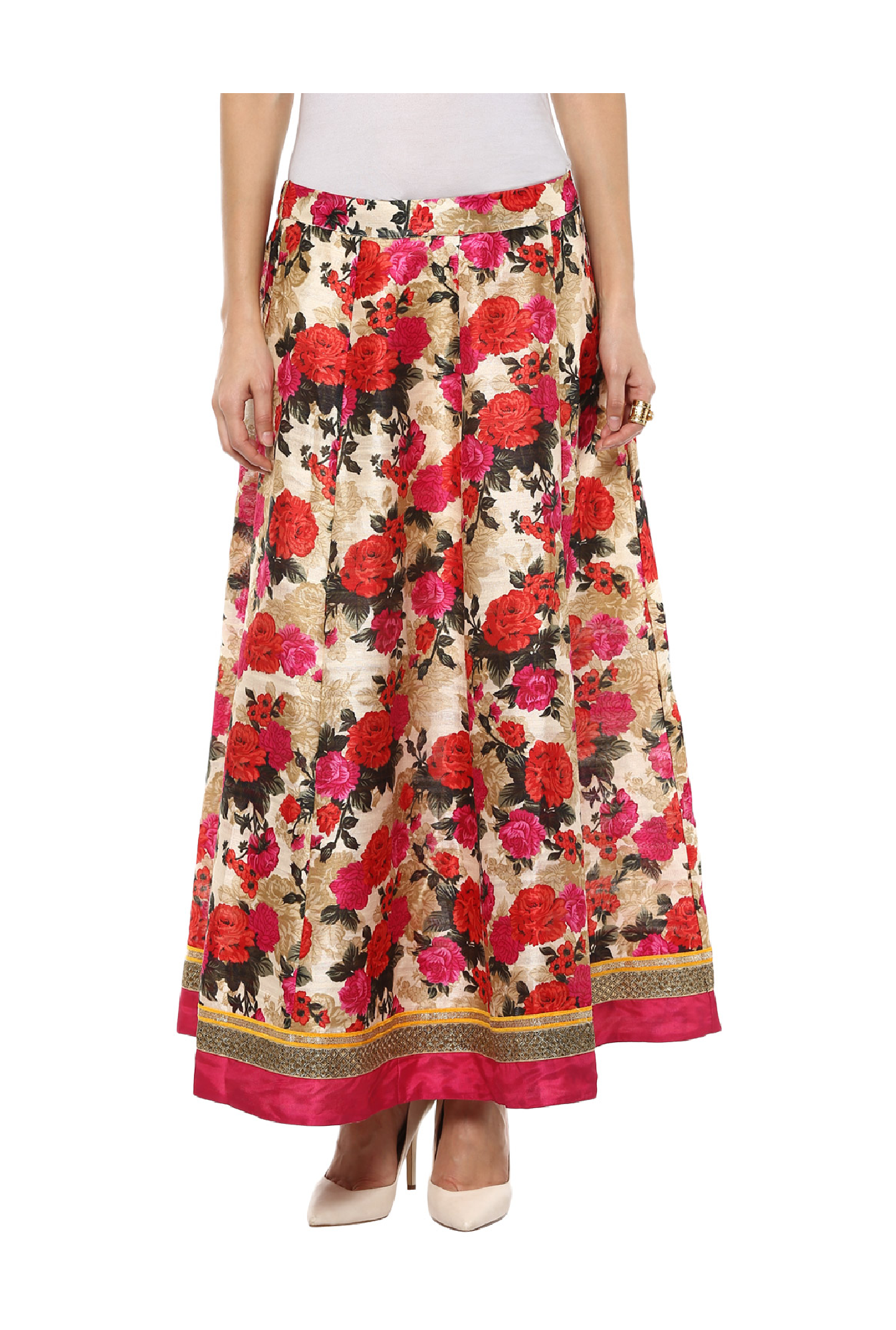 Fusion Beats Pink Floral Print Maxi Skirt