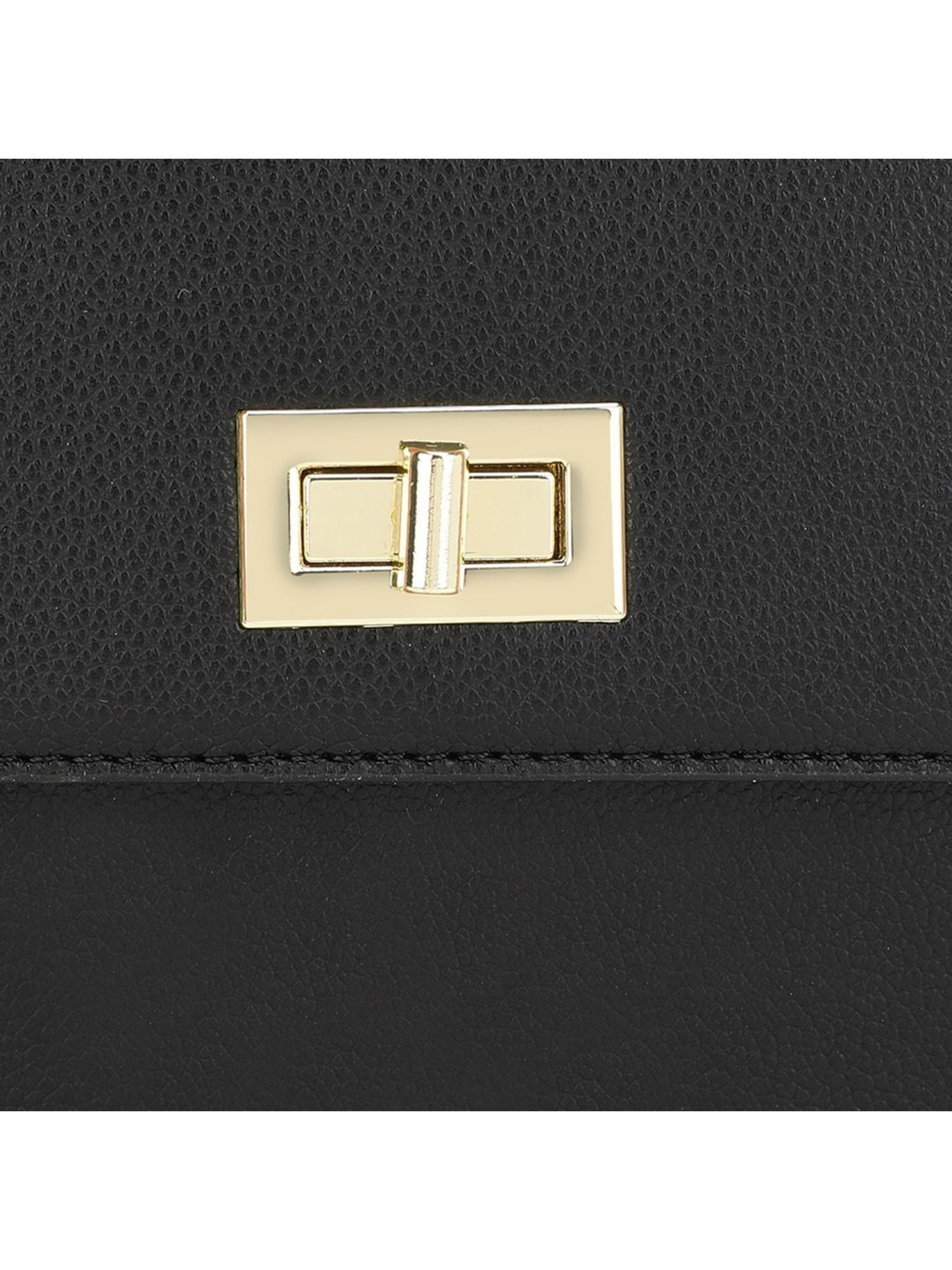 Tyra Lita Black Solid Faux Leather Sling Handbag