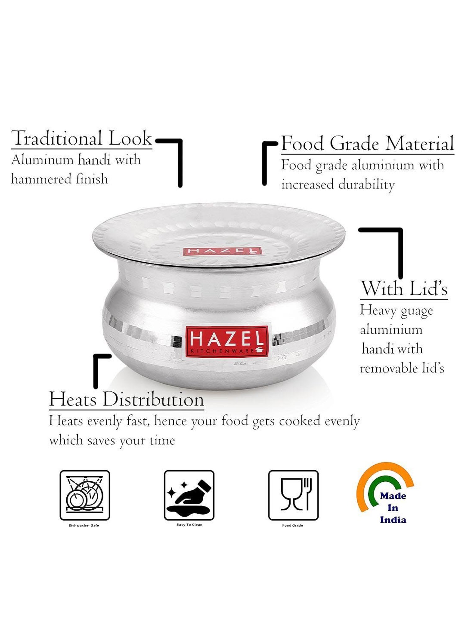 Hawkins Silver & Transparent Stainless Steel 19 cm Gas Compatible Handi With Lid (2 L) - Set of 1