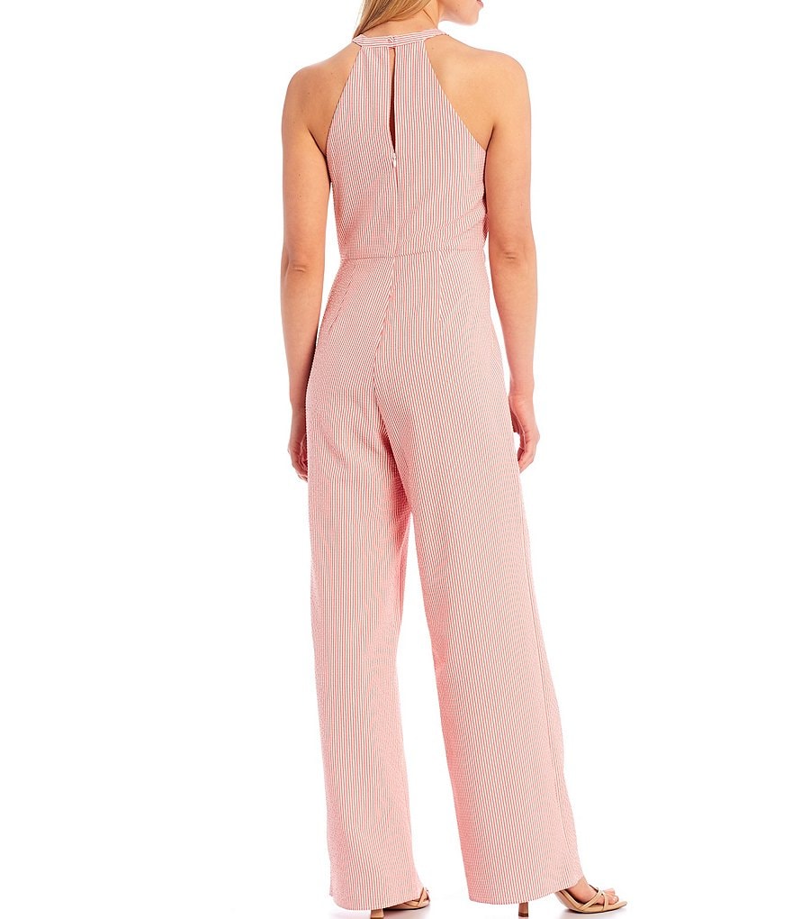Sugarlips Stripe Tie Front Halter Sleeveless Jumpsuit