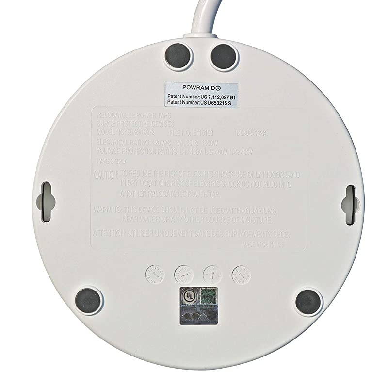 D080B032K Powramid USBC Surge Protector USBC USBA Charging Ports 34A 6 Outlets 6Foot Cord 1080 Joules UL Listed White Grounded Extension Cord Power Strip