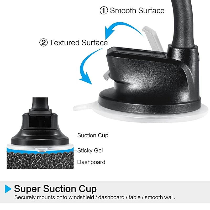 Tablet Car Mount Holder [13" Gooseneck Extension] Long Arm Suction Cup Mount for 7-11 inch Tablet, Cell Phone Holder for SUV Truck Vehicle Lift Uber -  Windshield Window Mount for iPad 2-in-1