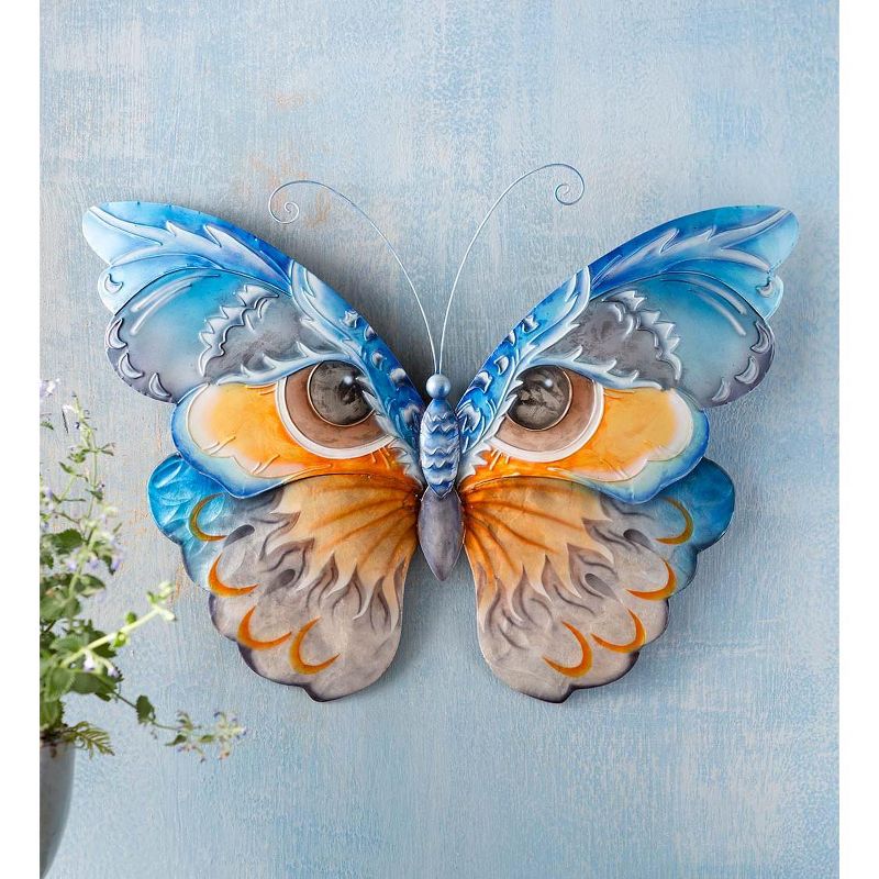 Wind & Weather Metal and Capiz Owl Butterfly Wall Art