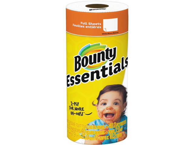 Bounty 74657EA Essentials Paper Towels, 2-Ply, White, 10.2" x 11", 40 Sheets/Roll