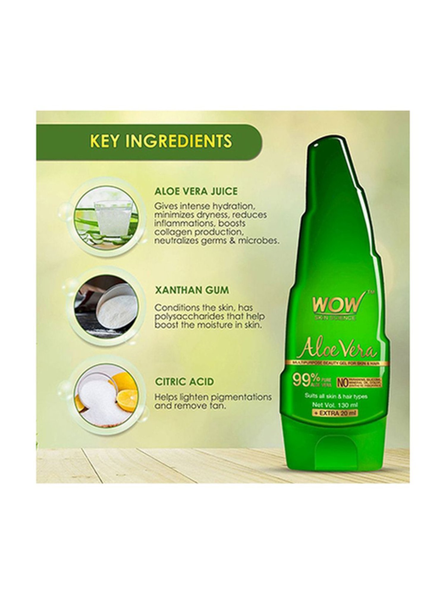 Wow Skin Science Aloe Vera Gel - 130 ml