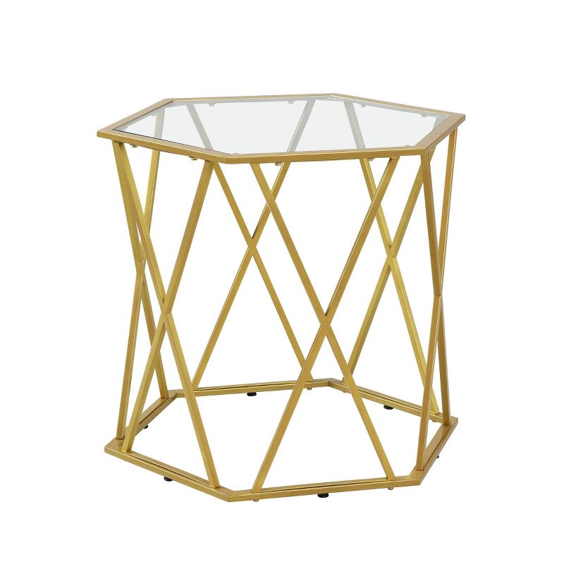 Lennon Octagonal Glass Top Accent Table Gold - Carolina Chair & Table