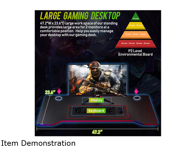 Gaming Desk Computer Desk Home Office Desk Extra Large Modern Ergonomic Black PC Carbon Fiber Writing Desk Table with Cup Holder Headphone Hook