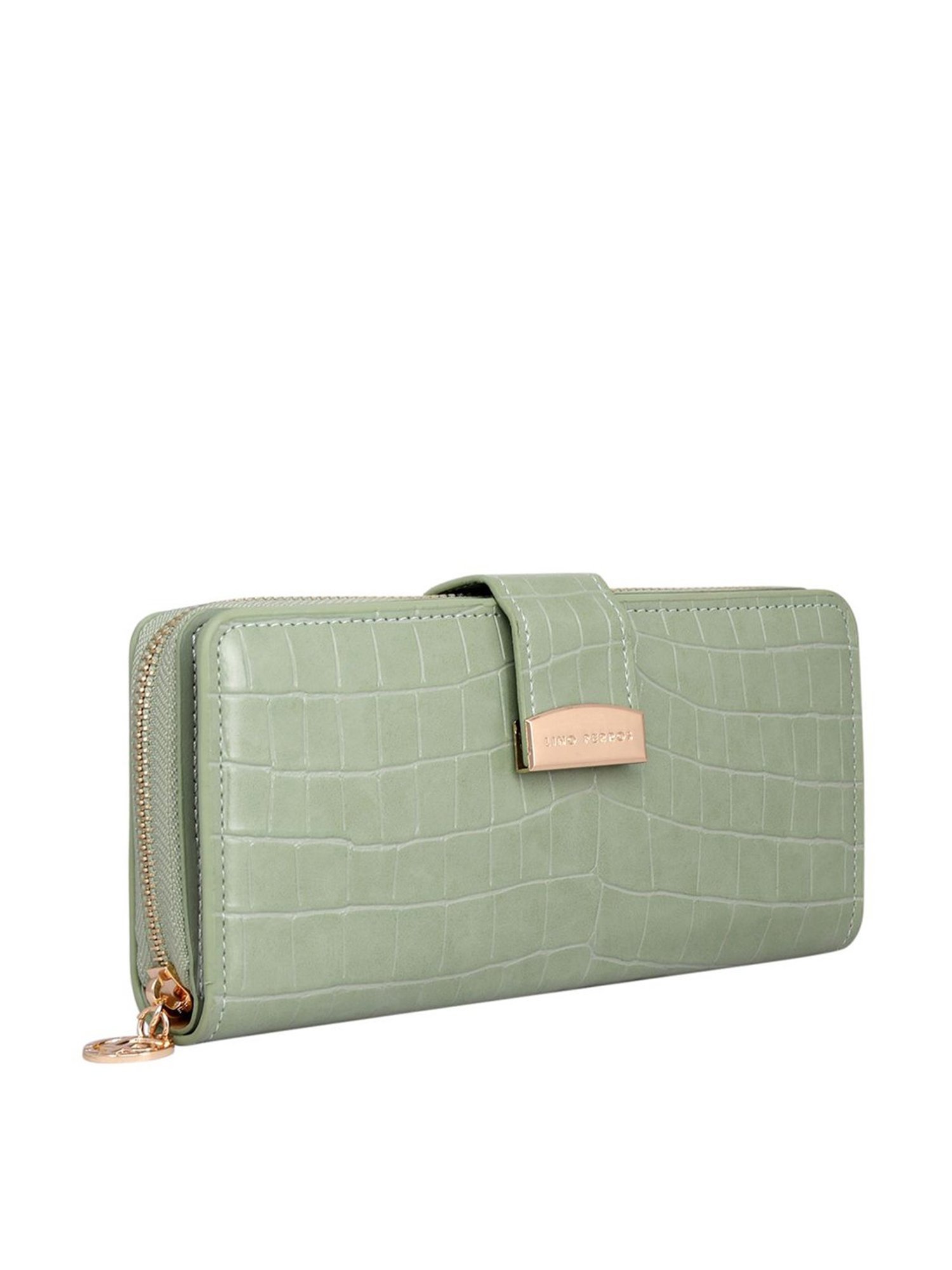 Lino Perros Green Textured Bi-Fold Wallet for Women