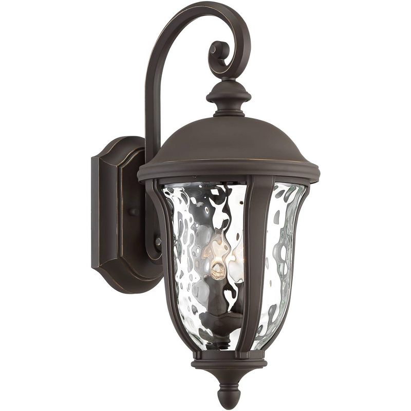 John Timberland Traditional Outdoor Wall Light Fixture Bronze 22 1/4" Clear Hammered Glass for Exterior House Porch Patio Deck