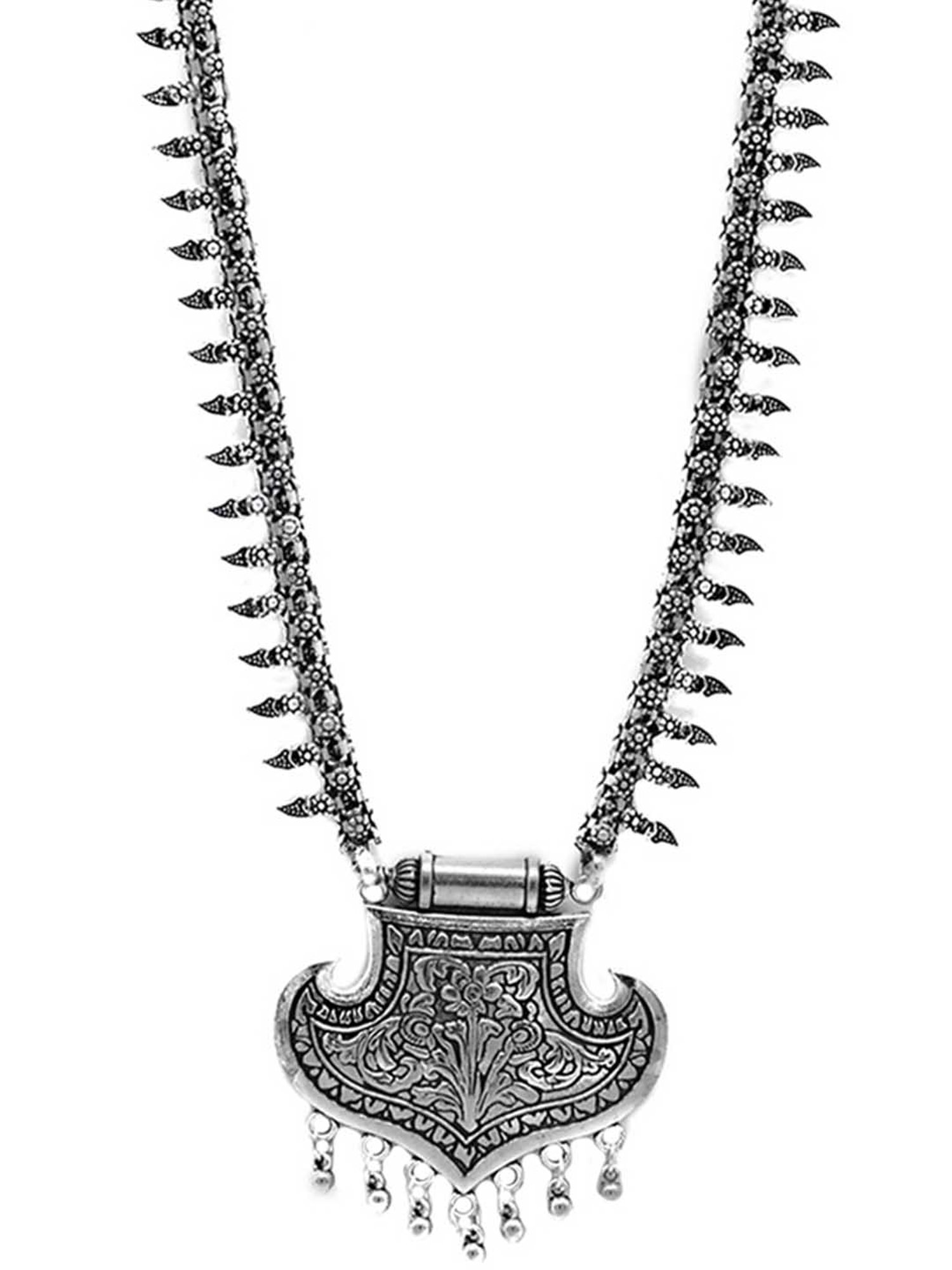 Teejh Ethnic Mayra Silver Oxidized Long Necklaces for Women