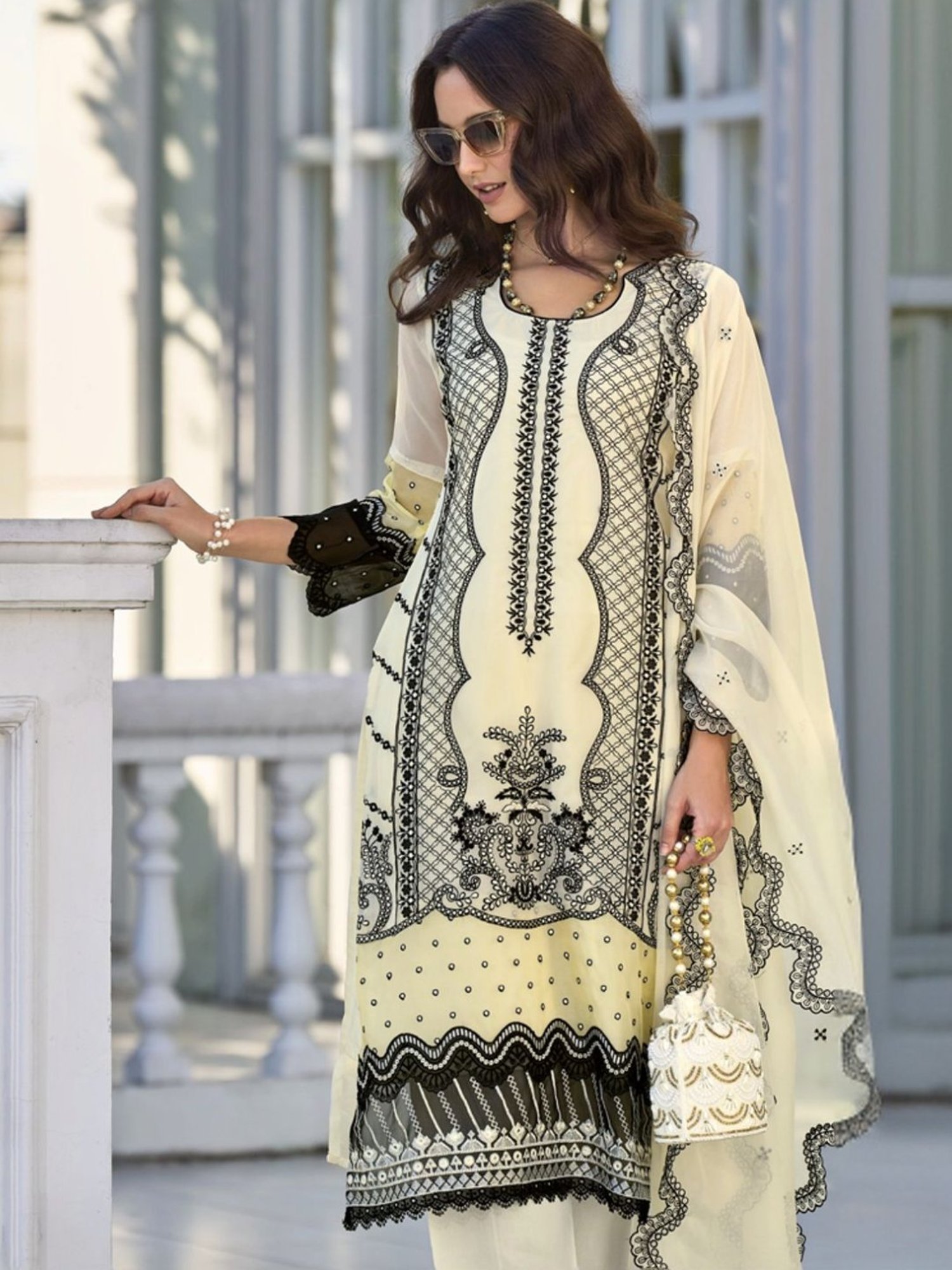 Autumnlane Blue Neelima Angel Full Embroidered Heavy Pakistani Kurta with Pant and Dupatta