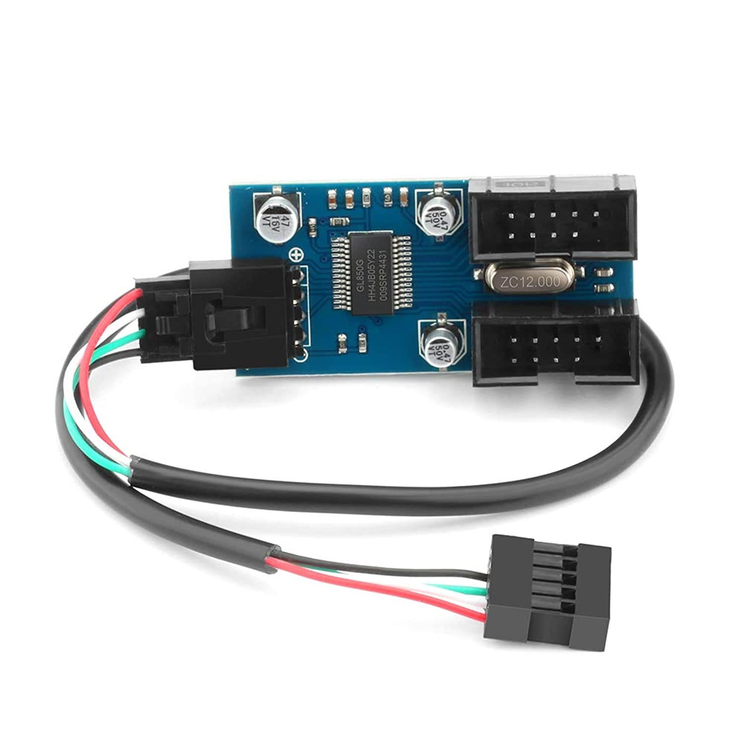 Rocketek Motherboard 9 pin Header Male 1 to 2 Female Extension Splitter Cable Desktop 9-Pin USB 2.0 HUB Connector Adapter for Port Multiplier