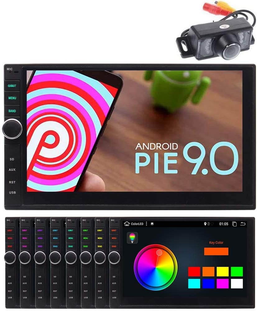 Android Car Stereo Double Din Bluetooth Car Radio with GPS Navigation Rearview Camera 7 Inch 1080P HD Touch Screen Video Player Support 2GB 32GB Handsfree Calling Mirror Link USB AM/WiFi/RDS/FM