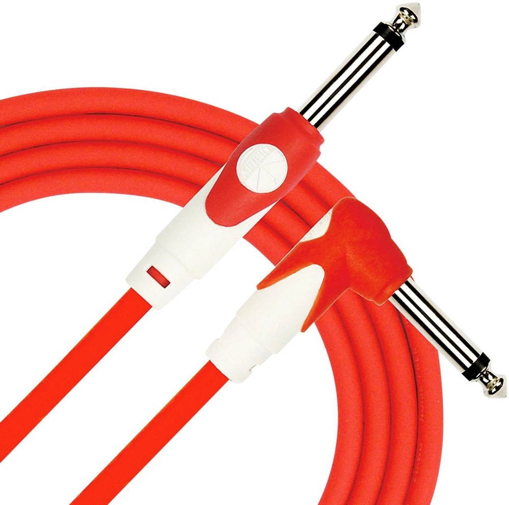 KIRLIN LightGear Straight to Right Angle Instrument Cable - 10 ft. with PVC Jacket Red
