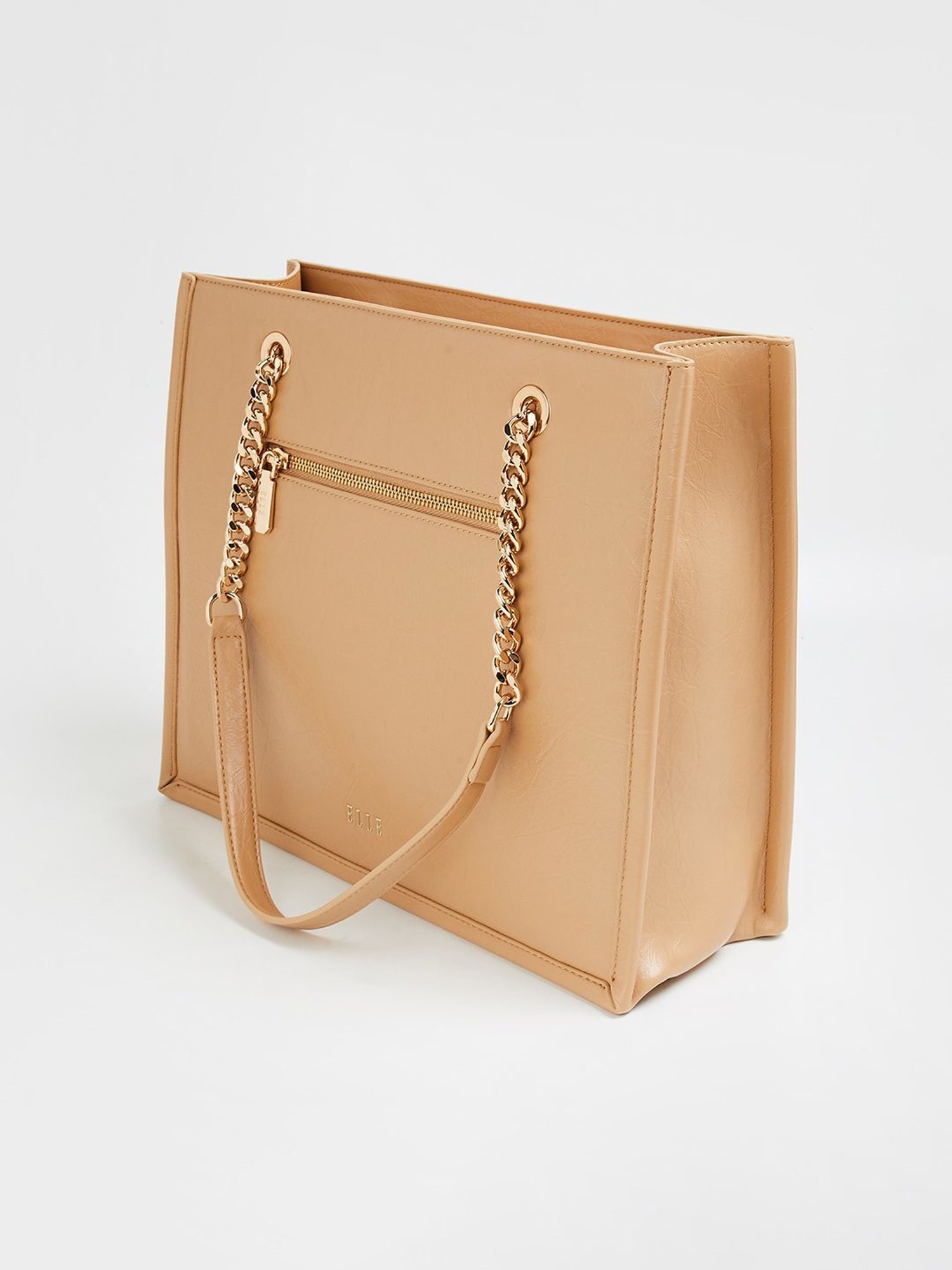 Elle Beige Textured Shoulder Bag
