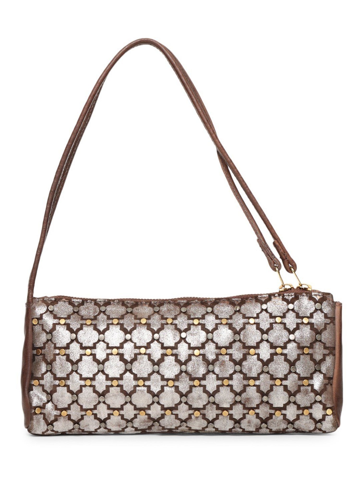 Art N Vintage Luminosa Brown Leather Embellished Small Handbag