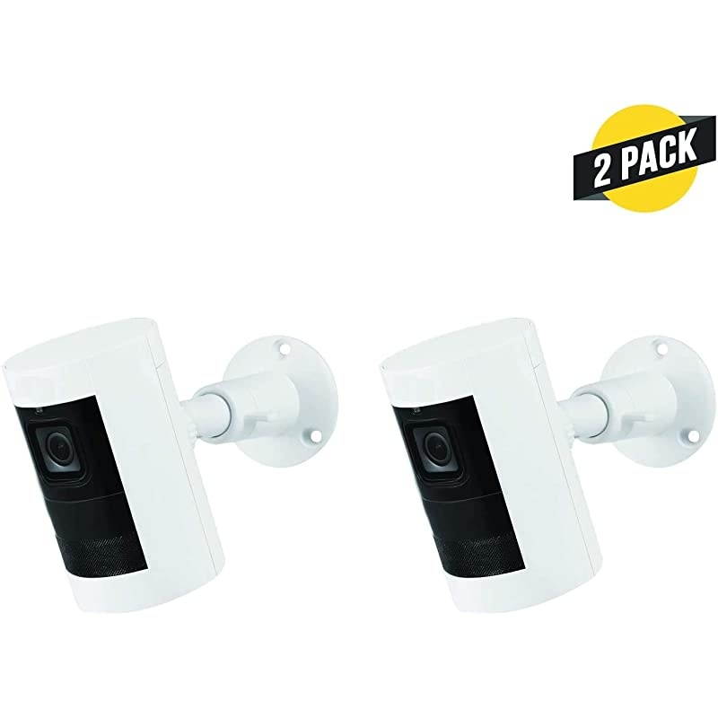 Adjustable Metal Mount with Universal Screw Compatible with Ring Stick Up Cam Battery and Ring Stick Up Cam Wired - Extra Flexibility for Your Ring Camera (2 Pack, White)