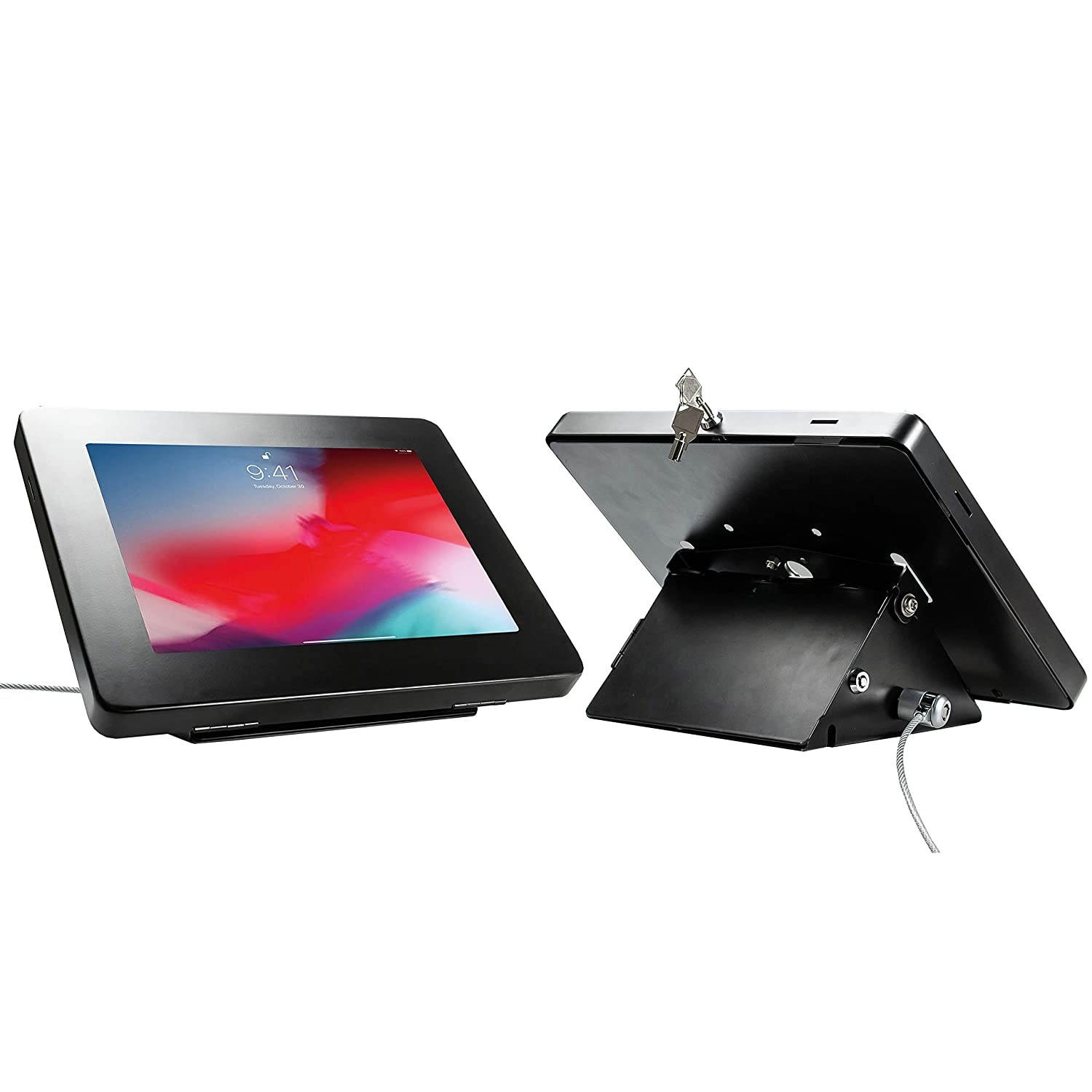 CTA Digital Premium Angle-Flip Security POS Kiosk with Storage Compartment for Tablets, Black