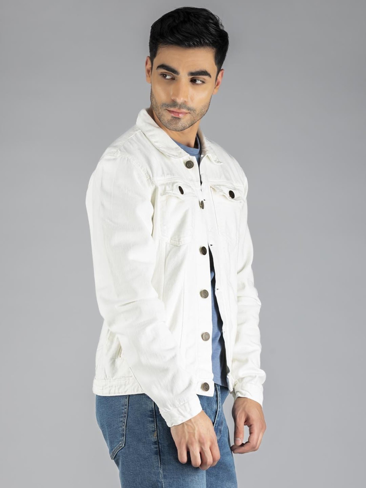 Dennis Lingo White Regular Fit Denim Jacket