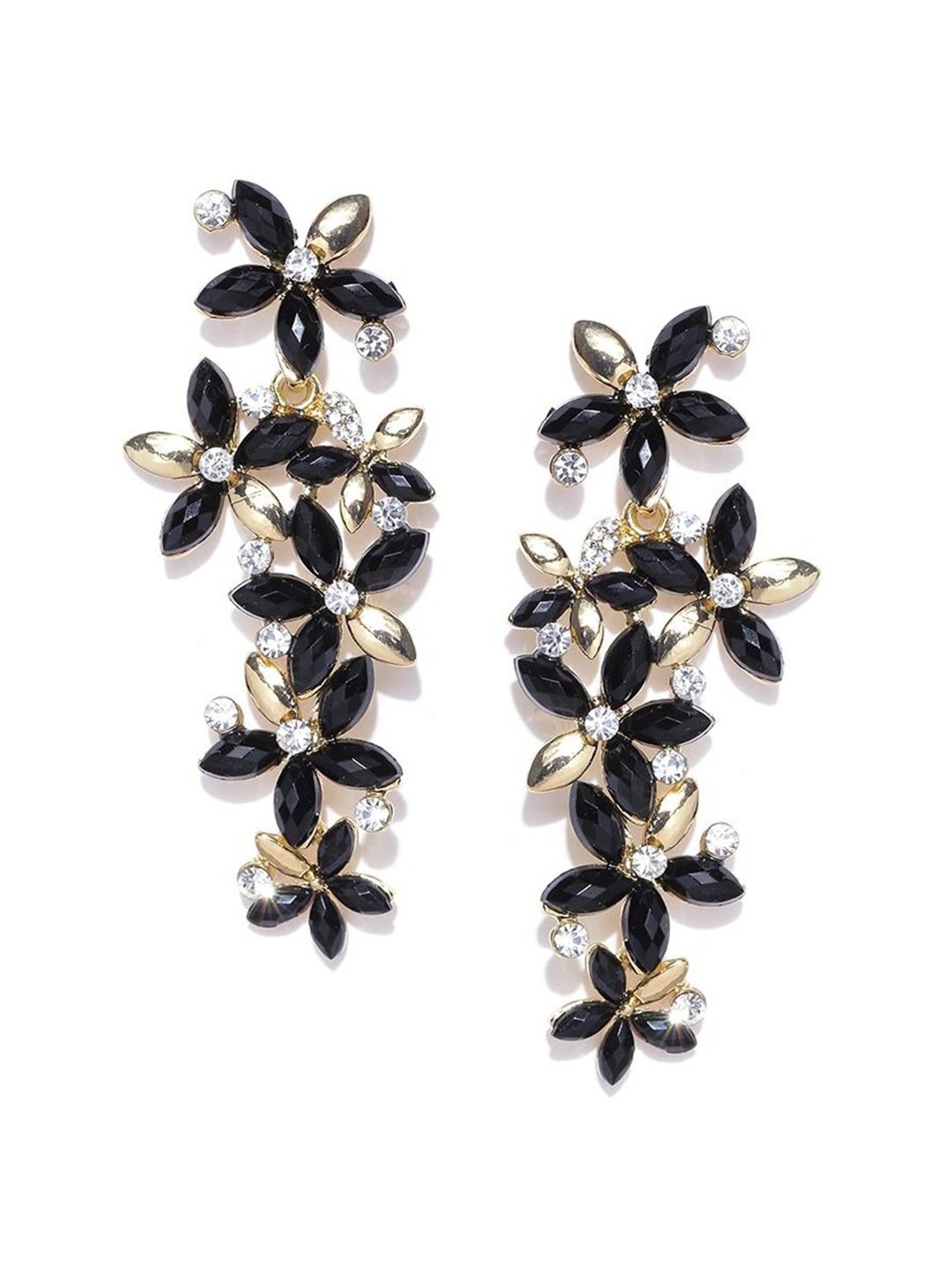 YouBella Black Gold-Plated Contemporary Dangler Earrings