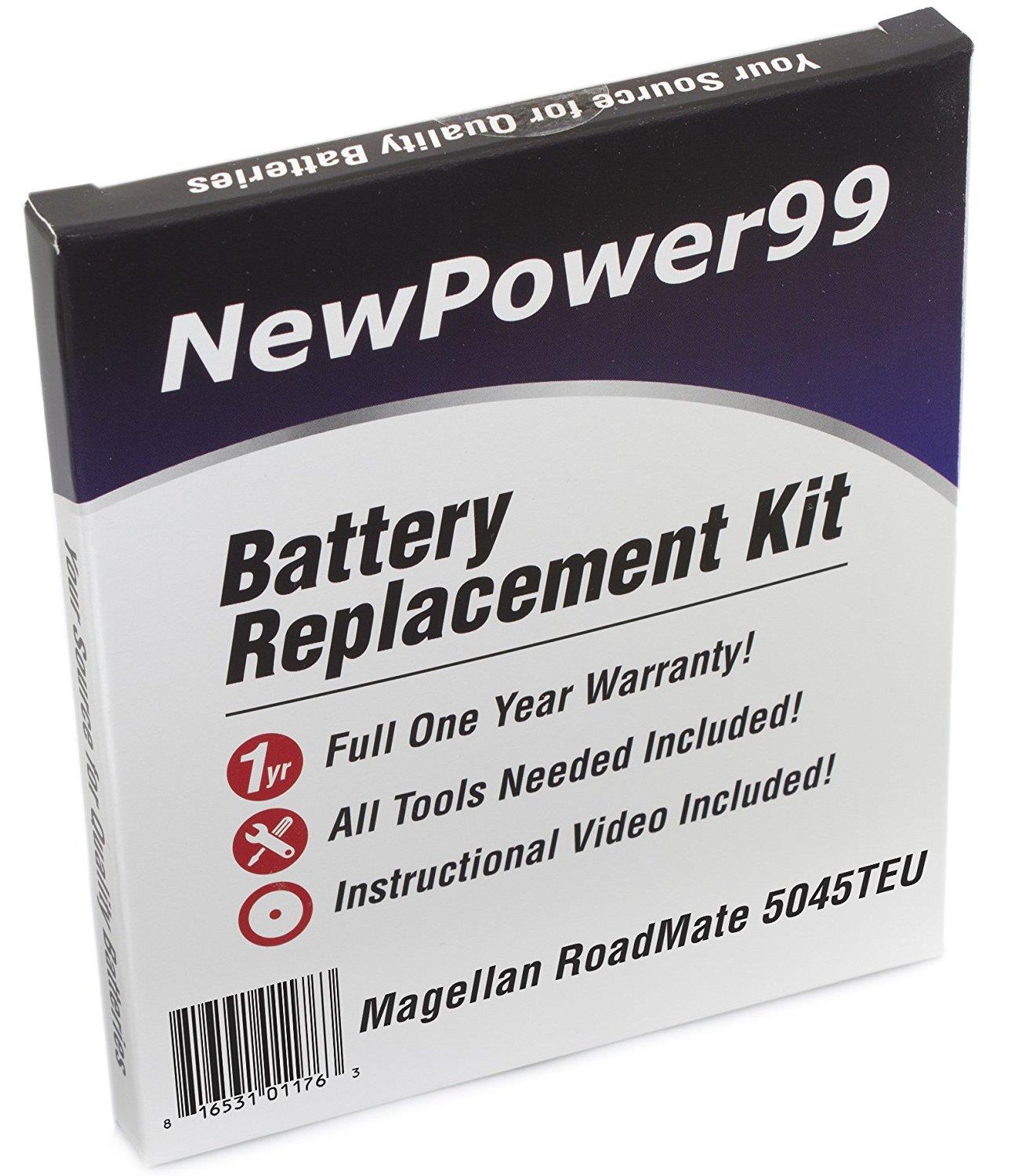 Battery Replacement Kit for Magellan RoadMate 5045TEU with Installation Video, Tools, and Extended Life Battery.