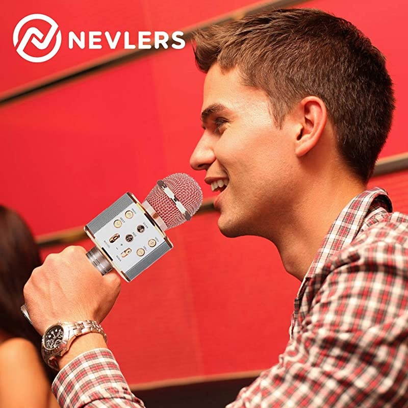 Karaoke Microphone with Wireless Bluetooth Speaker and Recording Options Easy to Use Portable Handheld Karaoke Machine for Kids and Adults Rose