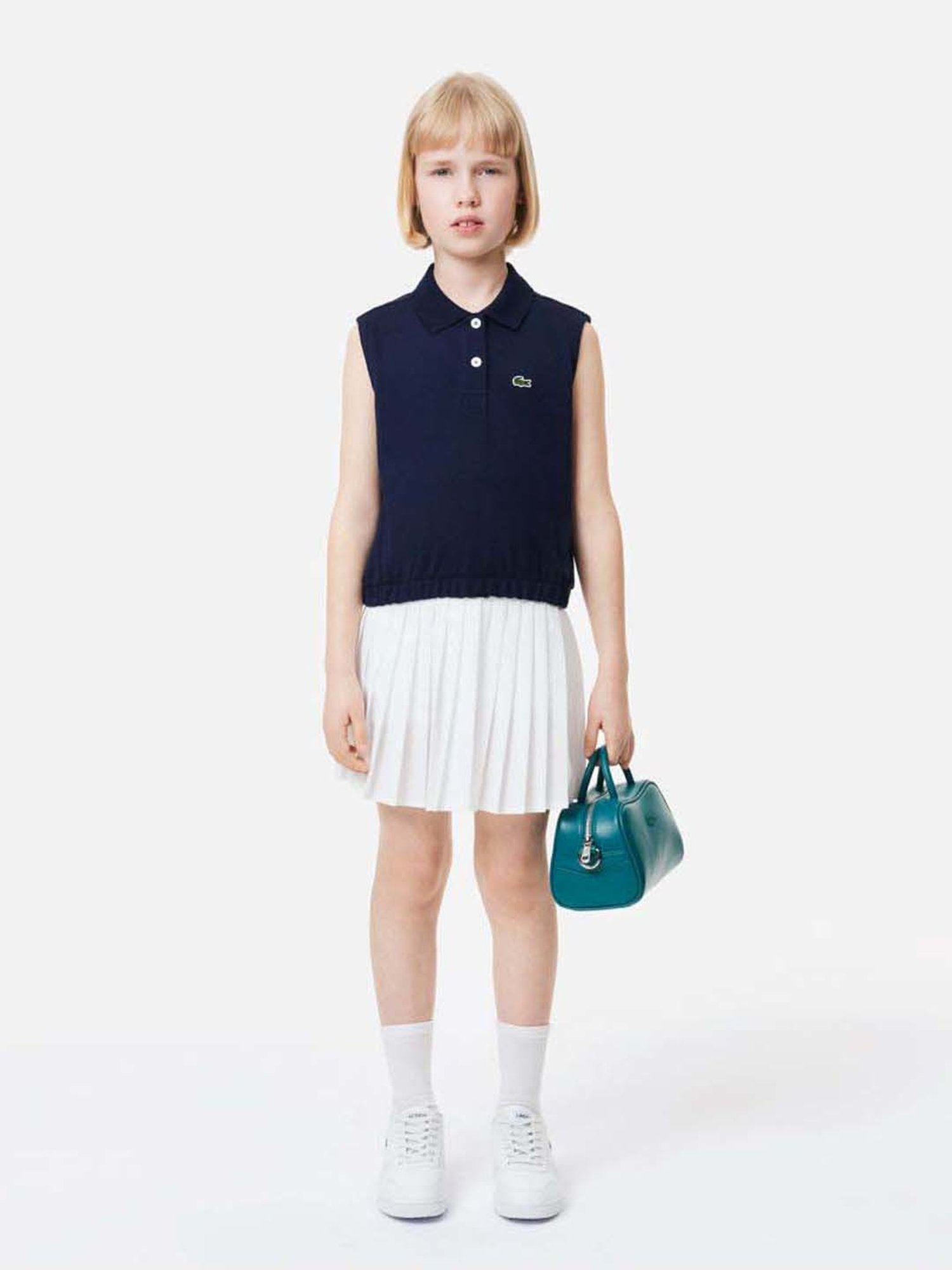 Lacoste Girls Navy Cotton Solid Polos & T-shirts