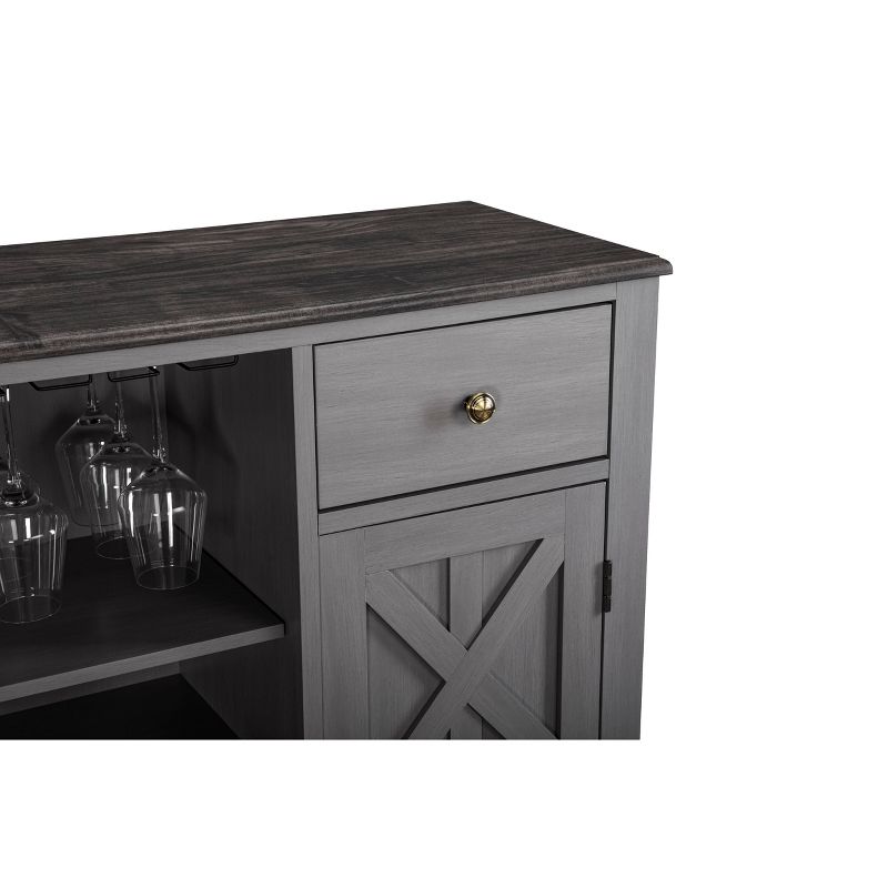 47" Wood Bar Cabinet with Brushed Nickel Knobs Gray - Home Essentials