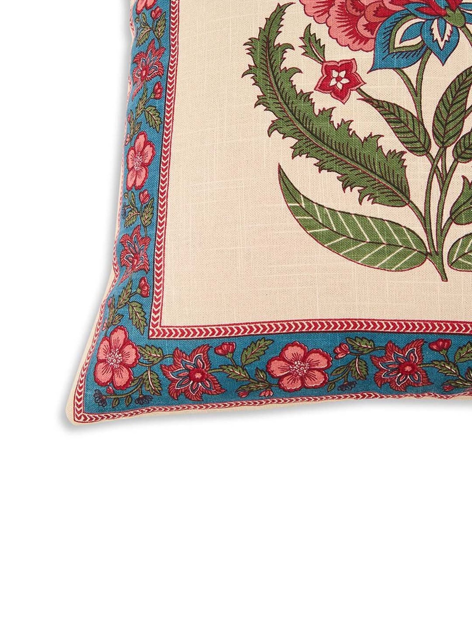Fabindia Home Red Cotton Printed Gulzar Cushion Cover