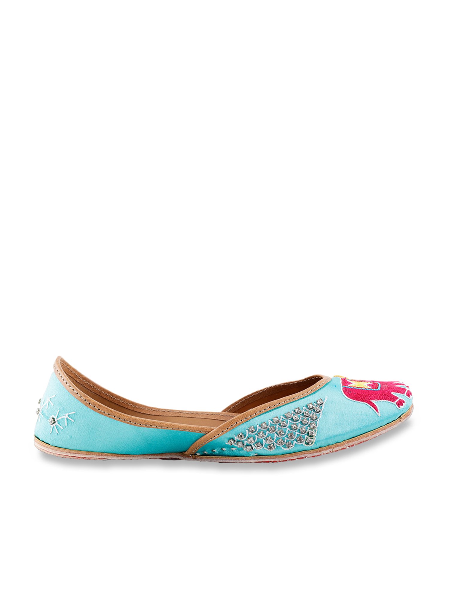 Glam Story Women's Inara Turquoise Ethnic Juttis