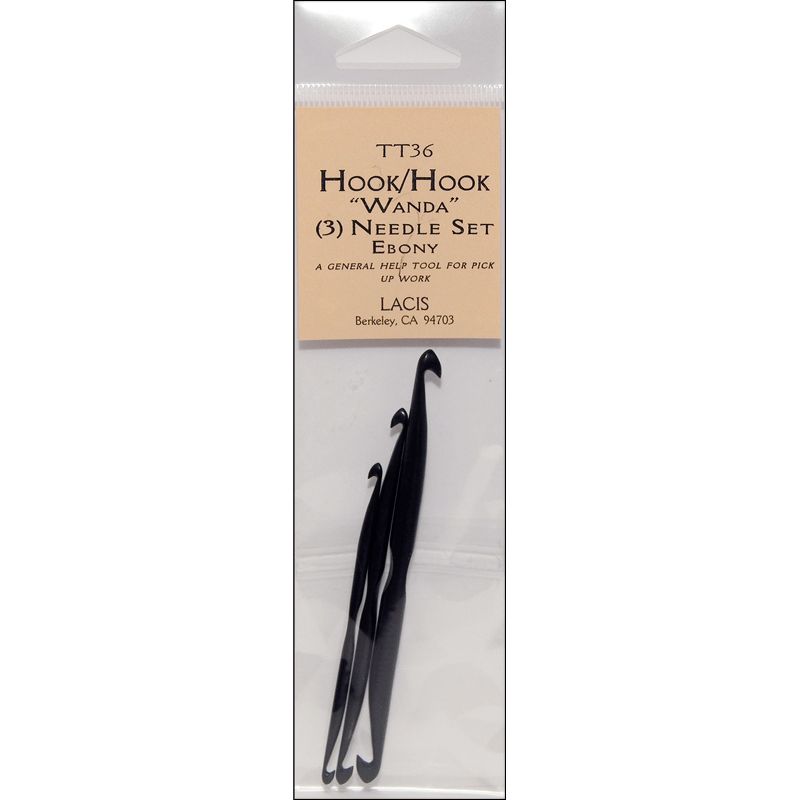 Lacis Double-Ended Ebony Crochet Hooks 3/Pkg-D4/3mm - 3", F6/4mm - 3.5", J10/6mm - 4"