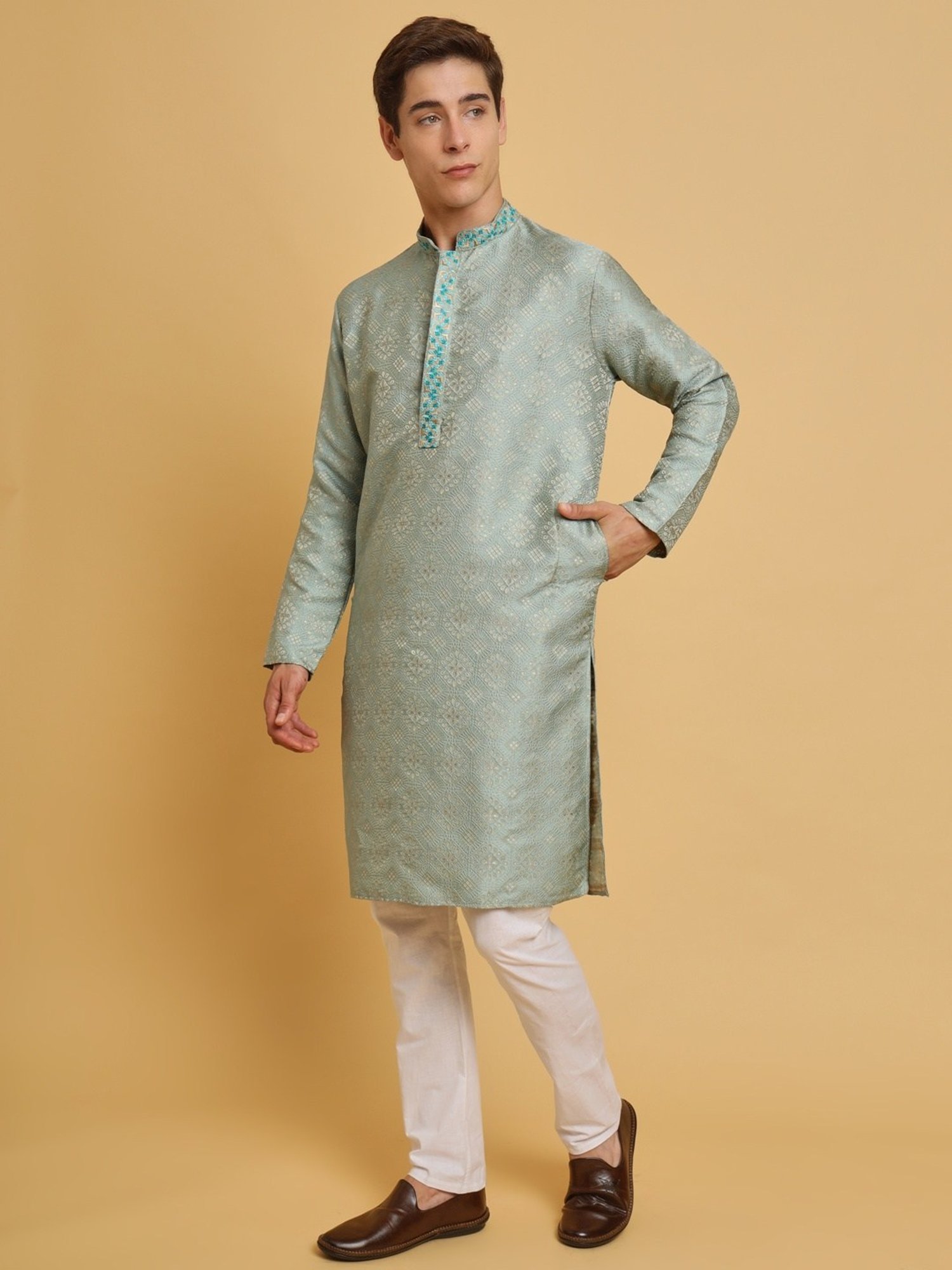 SWAGG INDIA Powder Blue Regular Fit Kurta