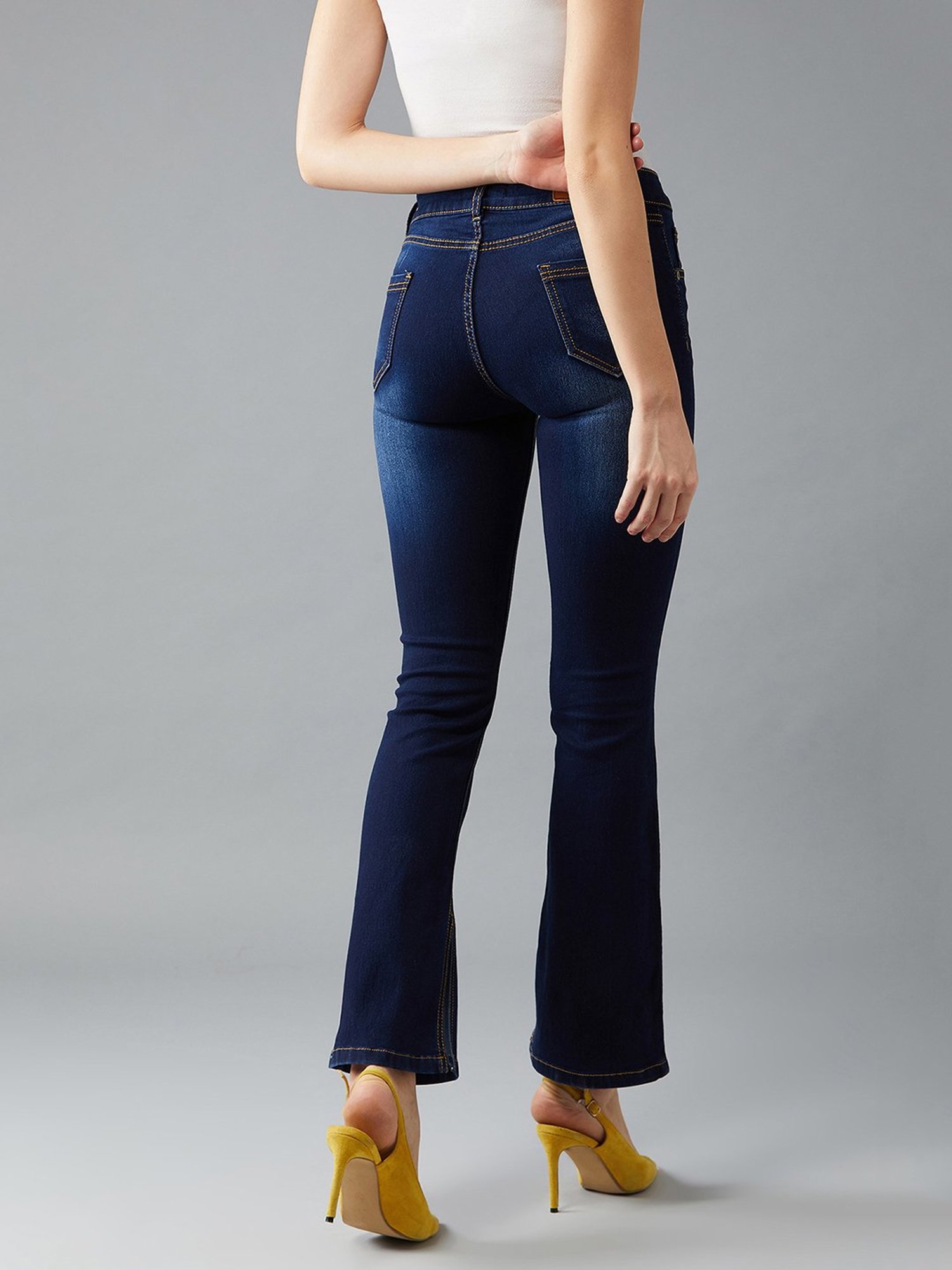 DOLCE CRUDO Blue Bootcut Mid Rise Jeans