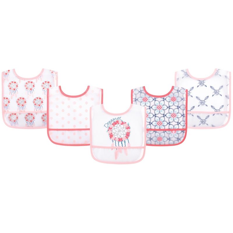 Yoga Sprout Baby Girl Waterproof PEVA Bibs 5pk, Dream Catcher, One Size