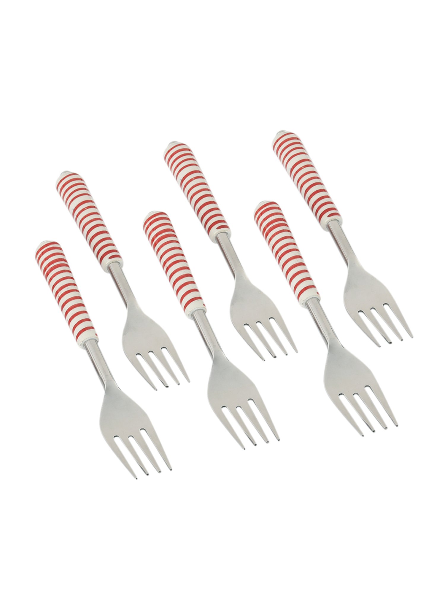 VarEesha Red Steel and Ceramic Handle Forks - Set of 6