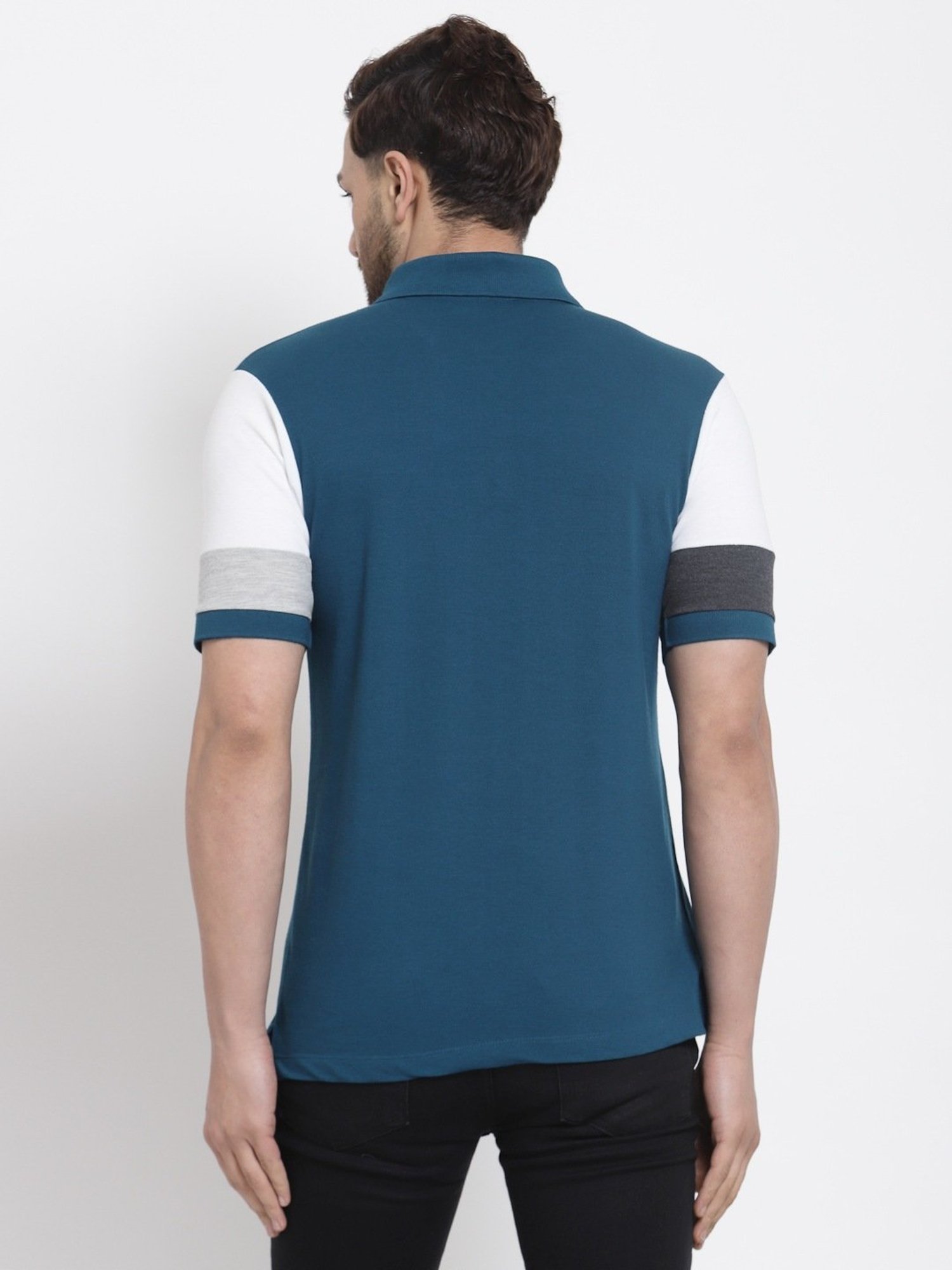 Kalt Multicolor Cotton Regular Fit Colour Block Polo T-Shirt