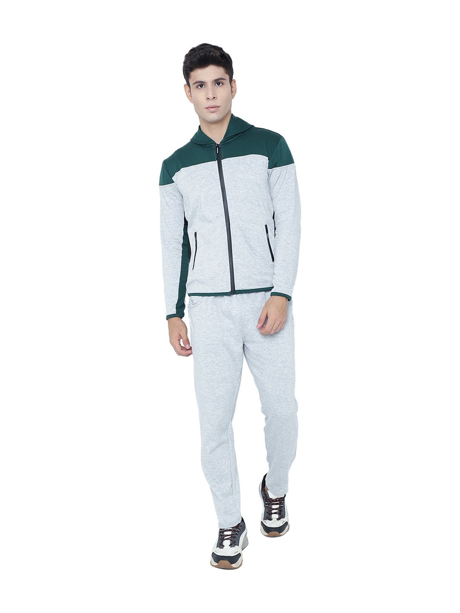Chkokko Light Grey Full Sleeves Regular Fit Tracksuit