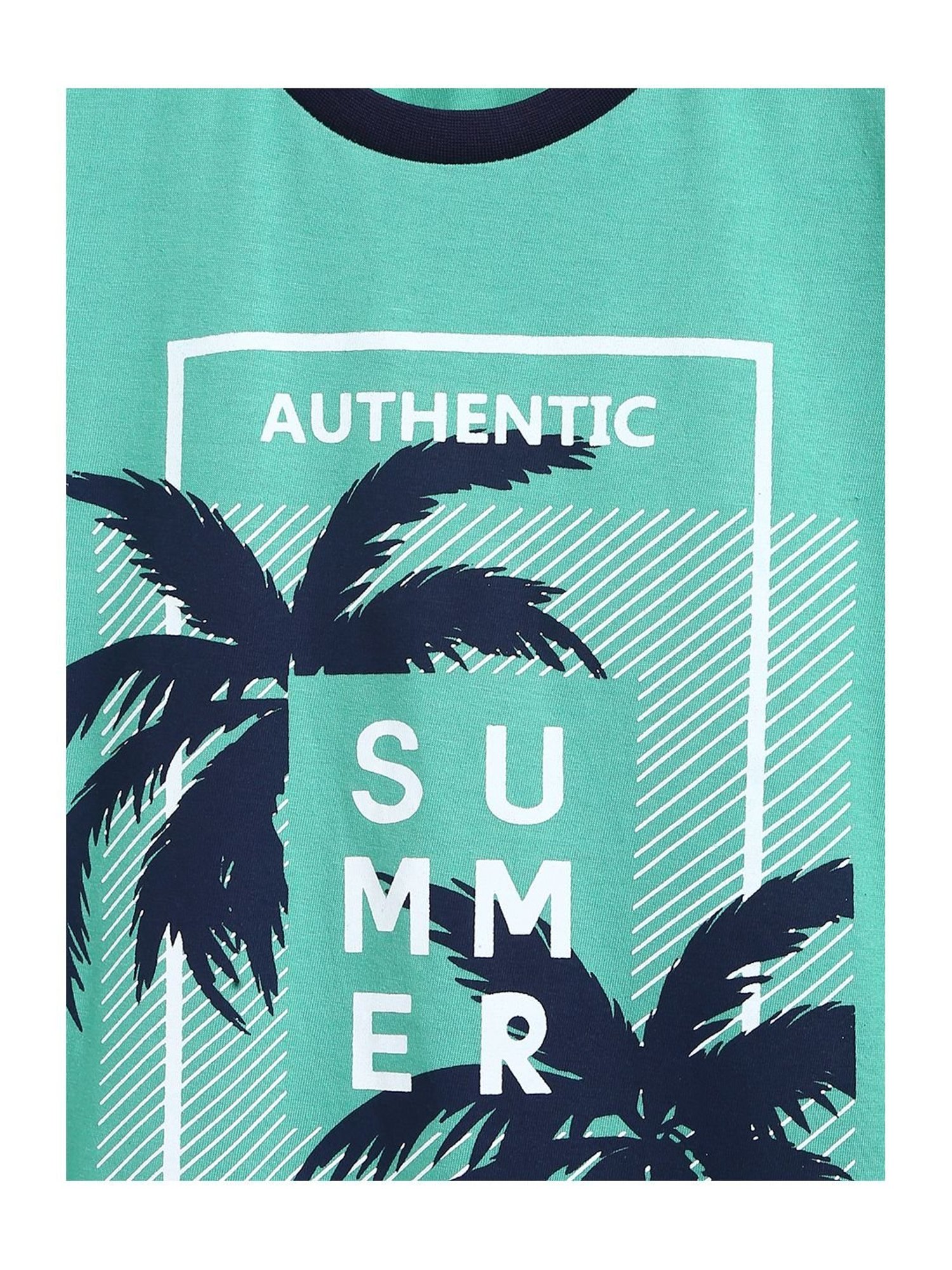 Li'l Tomatoes Kids Royal Blue & Green Cotton Graphic Print T-Shirt - Pack of 2