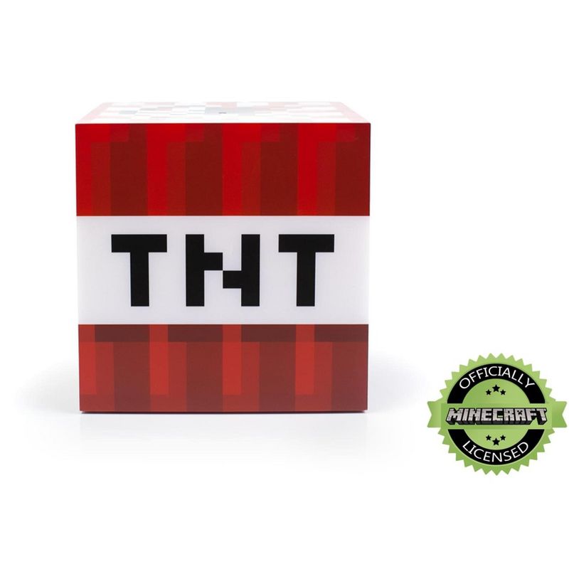 Robe Factory LLC Minecraft TNT Block 6 Inch USB LED Cool Night Light Cube Toy for Kids & Gamers