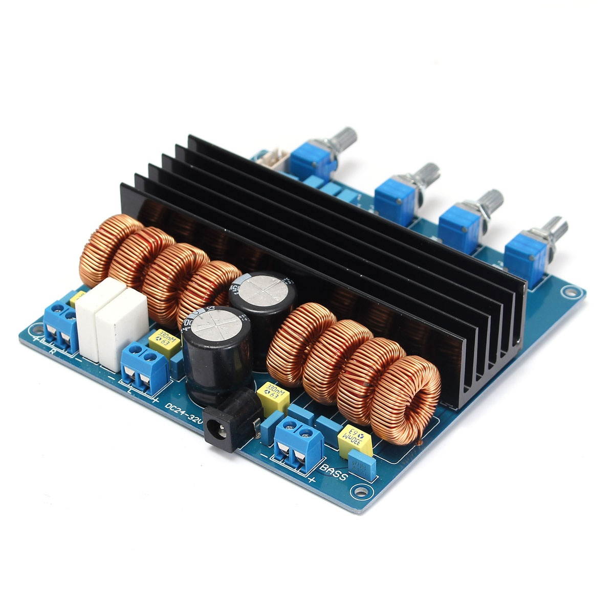 TDA7498 + TL072 Class D 2.1 Digital Power Amplifier Board 200W +2X100W DC24V~32V - Blue