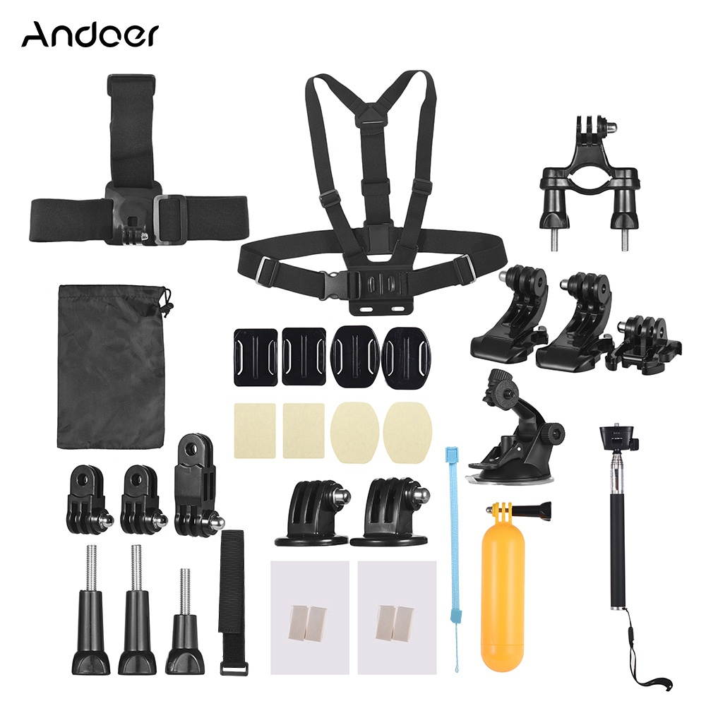 Andoer 37-In-1 Basic Common Action Camera Accessories Kit for GoPro hero 7/6/5/4 SJCAM /YI Outdoor Sports Camera Accessories Set