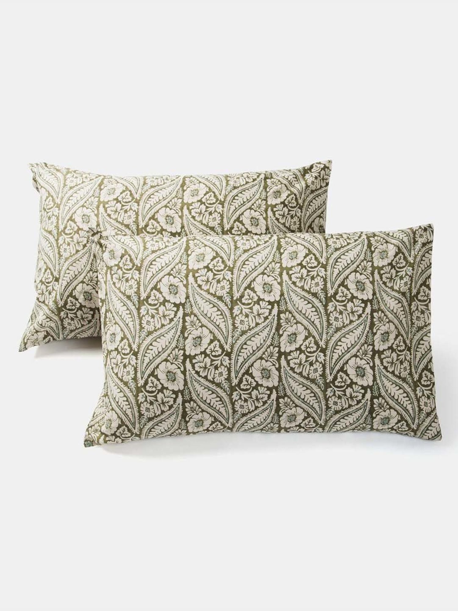 Fabindia Home Standalone Grey Cotton 118 TC Printed Double Bedsheet With 2 Pillow Cover